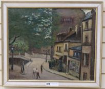 Gervais Baranger (French, Exh 1933-38) oil on canvas, Paris, Montmartre, Rue de l'Alreuvoir 18e (