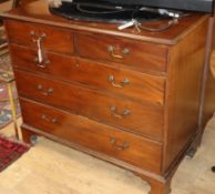 A George III mahogany straight front chest, fitted two short and three long drawers W.106cm