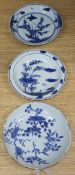 Three Chinese blue and white dishes, Transitional period, c.1640