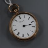 A ladys' 9ct gold open face fob watch, Lancashire watch company