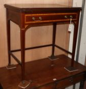 An Edwardian inlaid mahogany writing table W.70cm