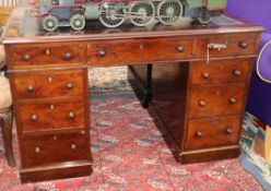 A Victorian mahogany pedestal desk W.122cm