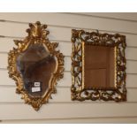 Two 18th century style gilt frame wall mirrors largest H.54cm