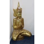 A large carved giltwood Buddha H.100cm