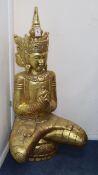 A large carved giltwood Buddha H.100cm