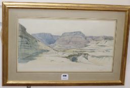 English School, pencil and watercolour, Masada from the Dead Sea, October 1980, signed in pencil, 30