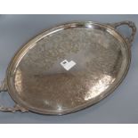 A Victorian oval two handled plated tray