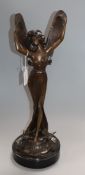 An Art Nouveau style bronze model of a fairy height 53cm