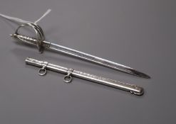 A Victorian miniature silver presentation sword, inscribed 'To Major Gow...1896' by Samson