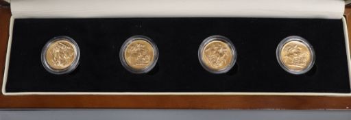 A British Empire Height of Prosperity four gold sovereign set; 1900 EF, 1901 AEF, 1902 EF and 1903