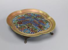 A gilt metal and plique du jour enamel dish, early 20th century height 10.5cm