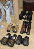 Six pairs of various binoculars