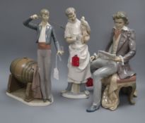 A Lladro figure of a Beethoven, The Obstetrician and The Wine Taster