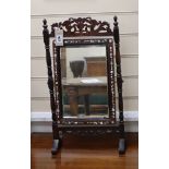 A 19th century mother of pearl inlaid toilet mirror H.60cm