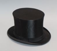 A French silk collapsible black top hat with box, Paris manufacturer and a collection of child's