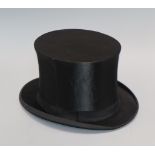 A French silk collapsible black top hat with box, Paris manufacturer and a collection of child's