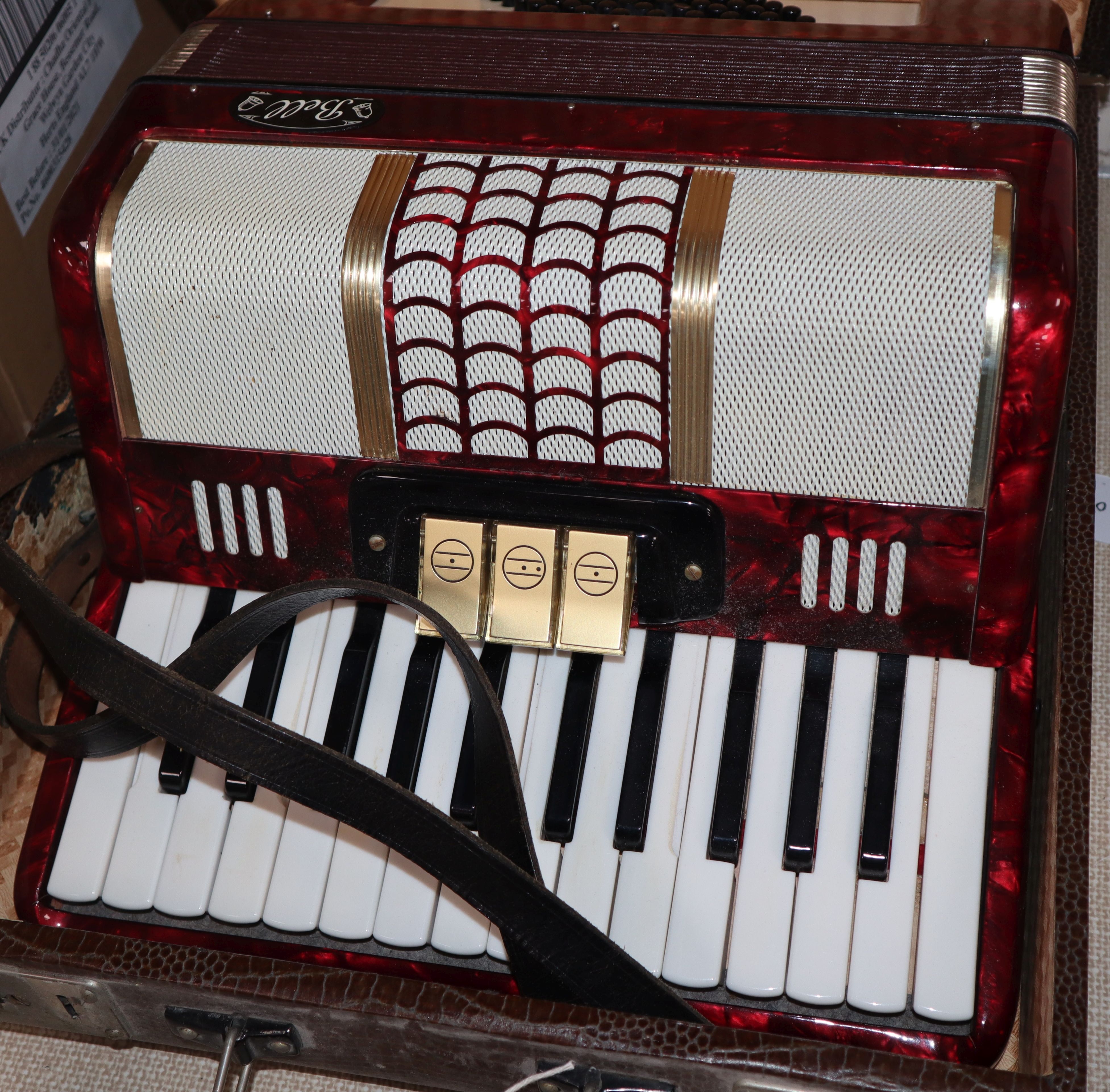 A cased accordian