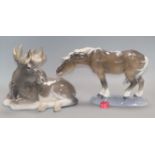 A Royal Copenhagen model of a moose and a horse