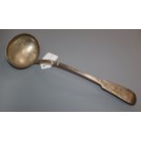 A George IV Scottish silver fiddle pattern soup ladle, John Heron, Edinburgh, 1827, 7 oz.