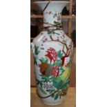 A modern Chinese vase, painted with peonies and pine prunus, fitted as a table lamp height 60cm