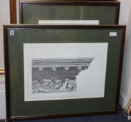 A set of eight reprinted architectural engravings, 40 x 58cm