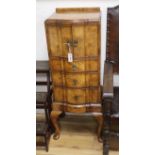 A reproduction George I design narrow mahogany side cabinet H.114cm