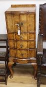 A reproduction George I design narrow mahogany side cabinet H.114cm