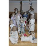 Two Nao figurative table lamps and ten other mixed Nao figures (12)