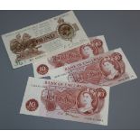 A George V Warren Fisher One Pound note, serial no. 659618 and three J.S. Fforde Ten Shilling