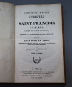 Datta, P.L. - Nouvelles Lettres Inedites de Saint Francois de Sales, 2 vols, 8vo, burred calf, J.