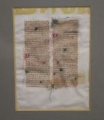 A mid 15th century Breviary single leaf manuscript, Northern France, on vellum, 34 lines of text