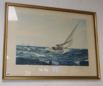 Montague Dawson, limited edition print, 'The Winning Tack', signed in pencil, overall 56 x 79cm