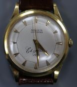 A gentleman's 18k Gruen Autowind 'Ed Sullivan 1955' wrist watch, with inscription on case back.