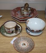 A quantity of Oriental wares including Satsuma