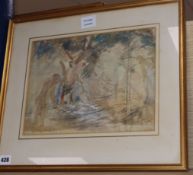 Dame Ethel Walker (1861-1951), watercolour and pencil, 'The Sirens', New Grafton Gallery label