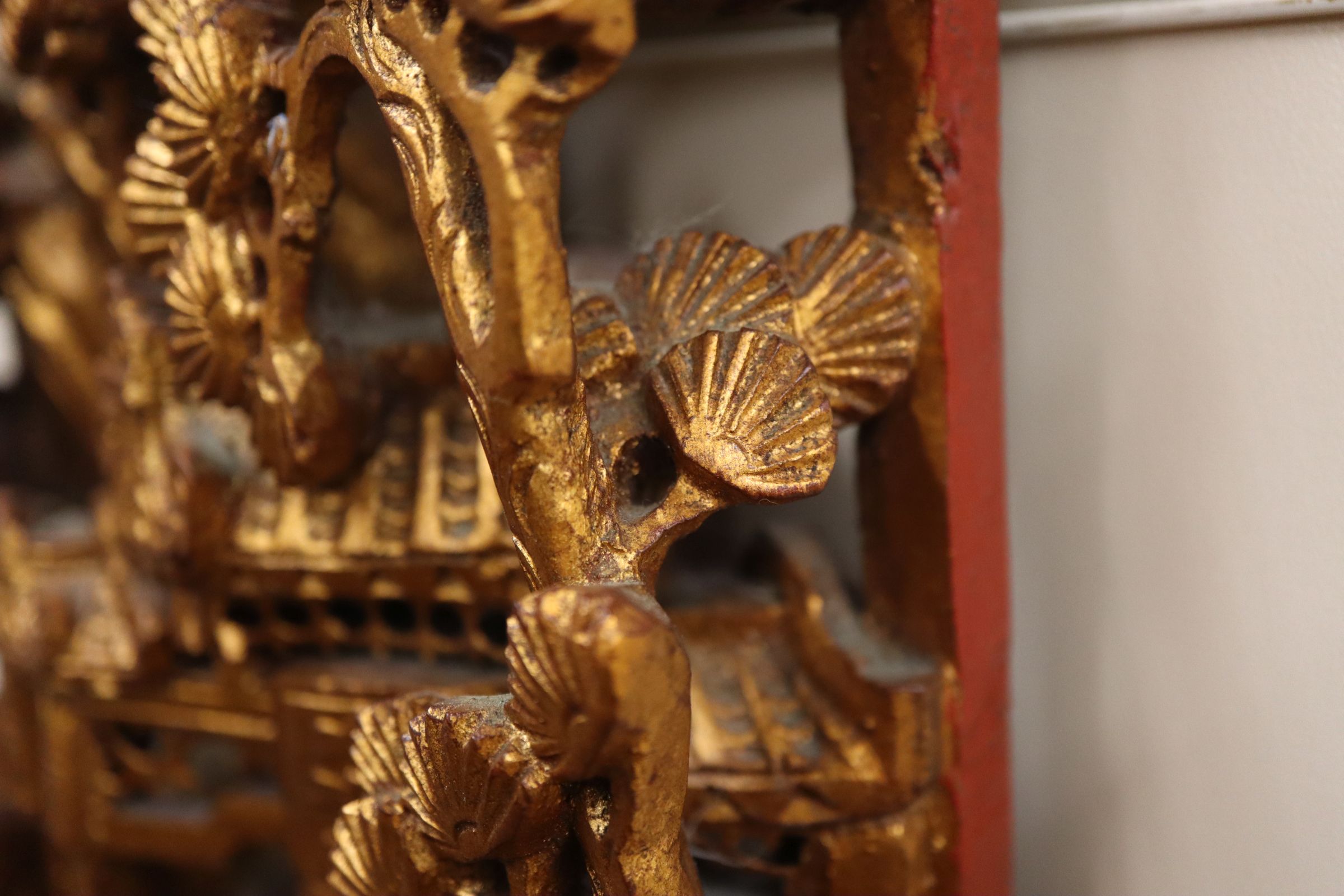 A 20th century Chinese carved giltwood temple carving H.62cm - Image 2 of 8