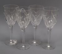 A set of four Waterford John Rocha Signature cut glass wine glasses height 25cm