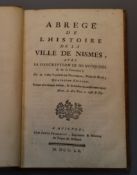 Valette de Travessac, Antoine-Abregé de l'historie de la ville de Nismes, 8vo, quarter calf, with