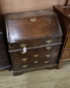 A small 18th century oak bureau W.70cm