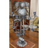 A silver plated palm tree and deer decorative epergne height 73cm