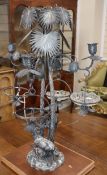 A silver plated palm tree and deer decorative epergne height 73cm