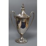 A 1960's silver vase shaped cup and cover, by Barker, Ellis Silver Co, 32.5cm, 25.5 oz.