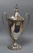 A 1960's silver vase shaped cup and cover, by Barker, Ellis Silver Co, 32.5cm, 25.5 oz.