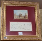 Jaffrey Wyatt, an autograph document, receipt for the payment of £800 from the Prince Regent on