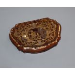An 18th century gold overlaid tortoiseshell snuff box