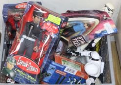 A quantity of assorted Star Wars, Star Trek and Thunderbirds toys (some boxed)