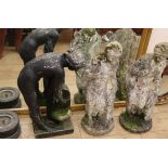 Four reconstituted stone garden ornaments largest 80cm high