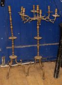 Two Judaica bronze candelabra/candlesticks, early 20th century Larger H.92cm