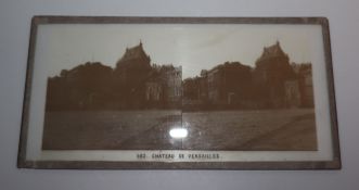 Eight stereoscopic glass slides depicting Paris and Versailles