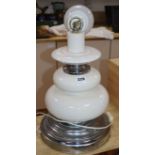 A modern chrome and ceramic table lamp base height 38cm